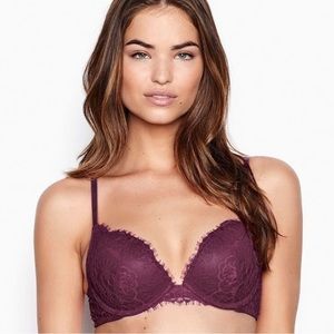 Victoria’s Secret Dreams Angels Push Up Bra Maroon Lace 32D